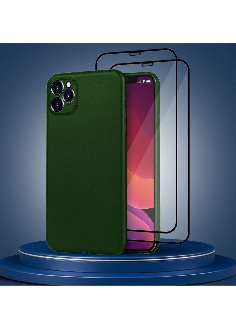K-Doo - 3 Pack For iPhone 11 Pro Case and 2 Screen Protectors Air Skin Series Back Cover Sturdy Durable Thin Case Drop Protection Case Cover Green - Image 1
