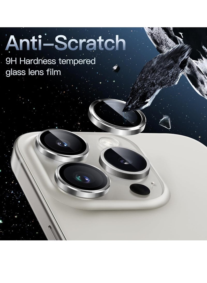 Raxoom Camera Lens Protector for iPhone 15 Pro 6.1-Inch and iPhone 15 Pro Max 6.7-Inch, 9H Tempered Glass Metal Individual Ring Cover, HD Clear, 3-Pack (White) - Image 3