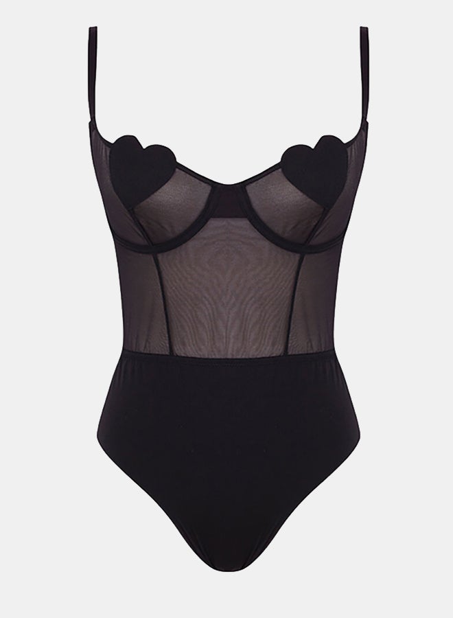 women'secret Brazilian Bodysuit In Tulle And Microfibre  - Image 2