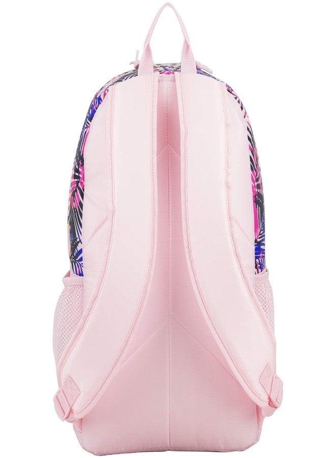 FUEL Multi Pocket Backpack with Fun Prints, Casual Daypack, Multipurpose Bag - Rose Sand/Tropical Palm Print - Image 4