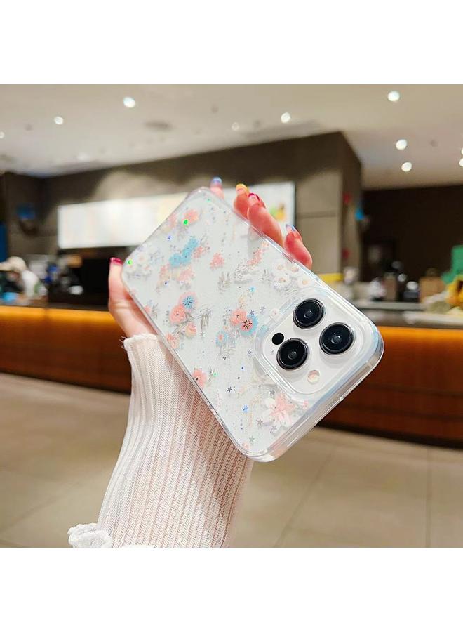 اس-توب جراب لهاتف iPhone 13 Pro، جراب هاتف من مادة TPU الإيبوكسي بنقشة زهور صغيرة منعشة - Image 5