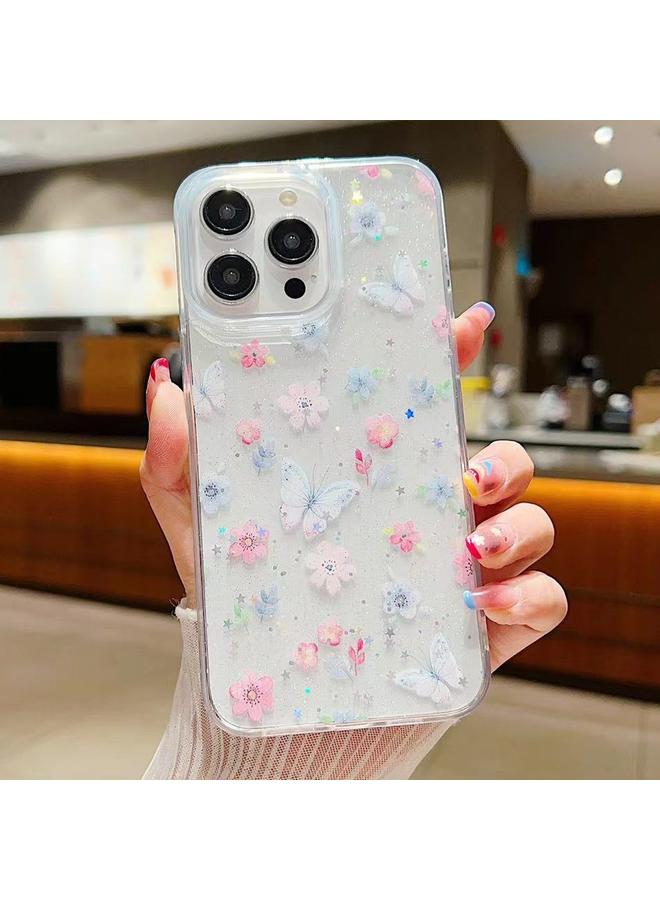 اس-توب جراب لهاتف iPhone 13 Pro، جراب هاتف من مادة TPU الإيبوكسي بنقشة زهور صغيرة منعشة - Image 1