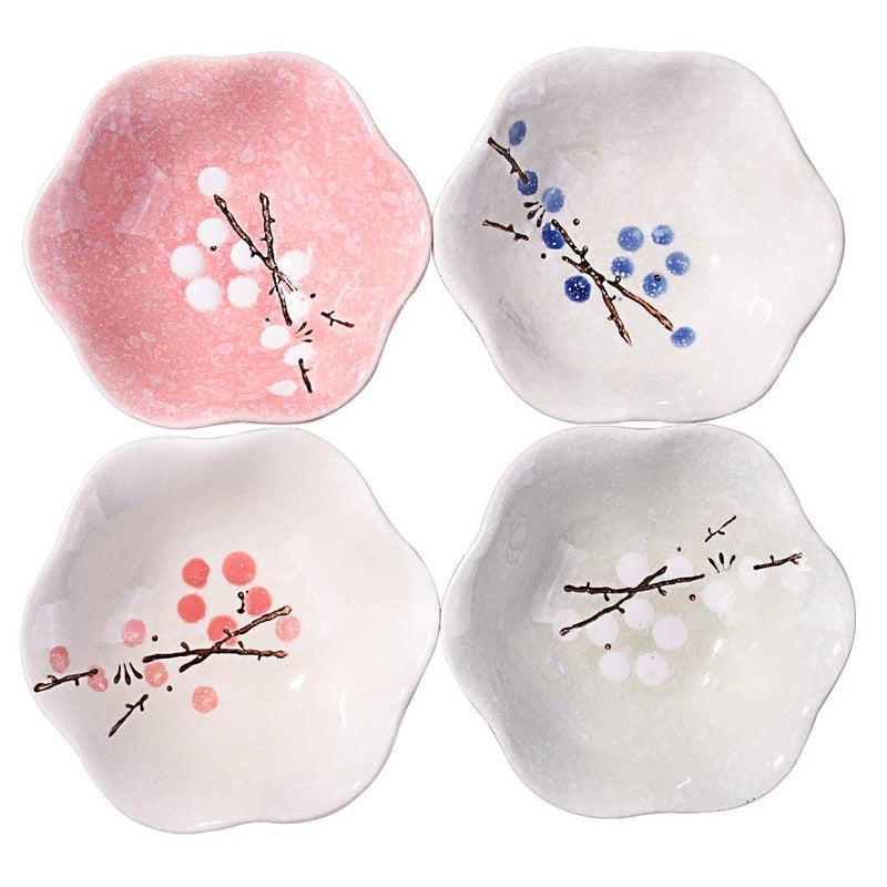 Whitenesser Whitenesser Ceramic Soy Sauce Dish Set of 4 Japanese Porcelain Dipping Bowls Cups for Sushi Seasoning 