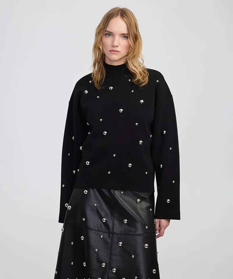 ابيكول Stud-Embellished Knit Sweater