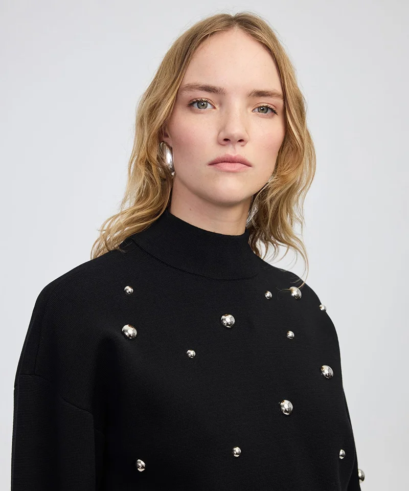 ابيكول Stud-Embellished Knit Sweater