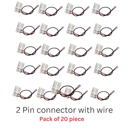 SNOOGG 20 Pack i Type 2 pin LED Strip connectors with 6 inch 2 core Extension Cable Solderless for COB/SMD 2835 3528 Single Color LED Strips Unwired Gapless led Strip Adapter Extension - Image 2