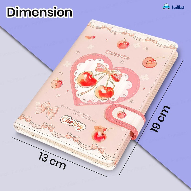 FunBlast Diary for Girls – Kawaii Journal Diary for Scrapbooking, Cute Notepad for Students, Stationery Diaries for Writing & Drawing, Birthday Gift for Kids (196 Pages) (Cherry) - Image 3