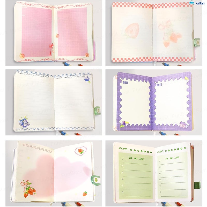 FunBlast Diary for Girls – Kawaii Journal Diary for Scrapbooking, Cute Notepad for Students, Stationery Diaries for Writing & Drawing, Birthday Gift for Kids (196 Pages) (Cherry) - Image 5