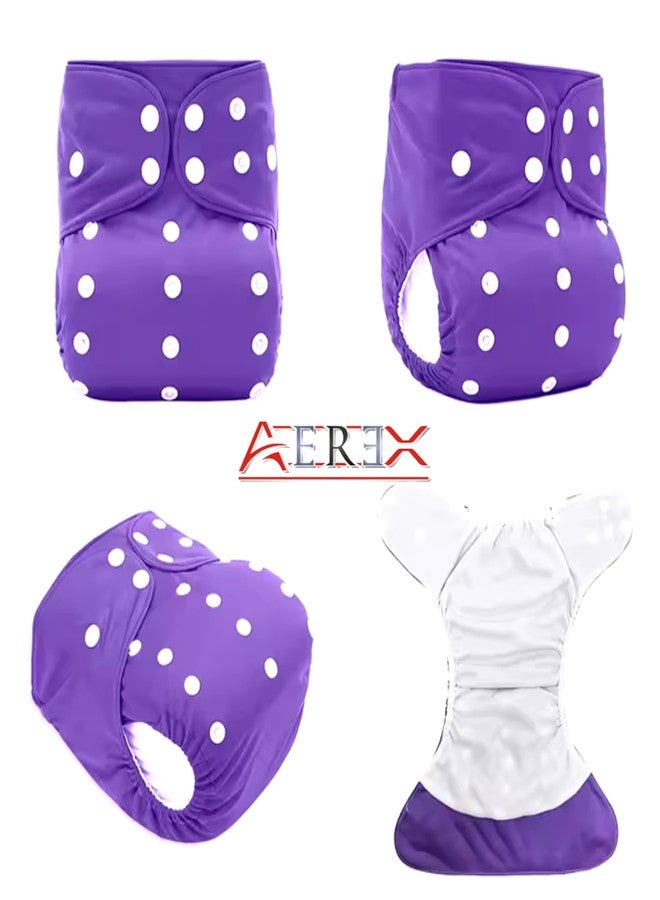AEREX Premium Reusable Baby Cotton 2 Cloth Diapers For 0 to 3 Years With 2 Insert Pads | Leak Proof Washable Diapers For New Born Babies | Adjustable Pocket Cloth Diaper Nappies (Orange & Purple) - Image 5