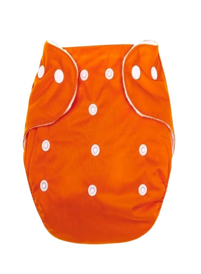 AEREX Premium Reusable Baby Cotton 2 Cloth Diapers For 0 to 3 Years With 2 Insert Pads | Leak Proof Washable Diapers For New Born Babies | Adjustable Pocket Cloth Diaper Nappies (Orange & Purple) - Image 3