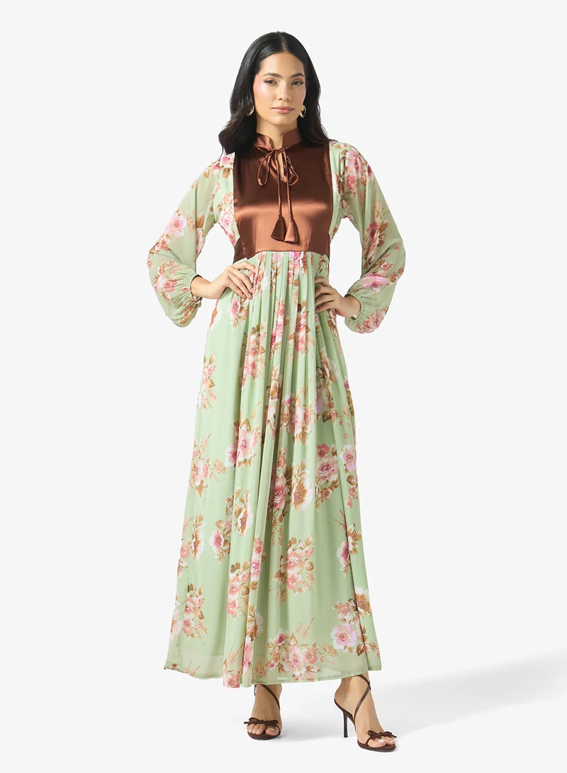 جولدن ابل Printed Jalabiya Dress
