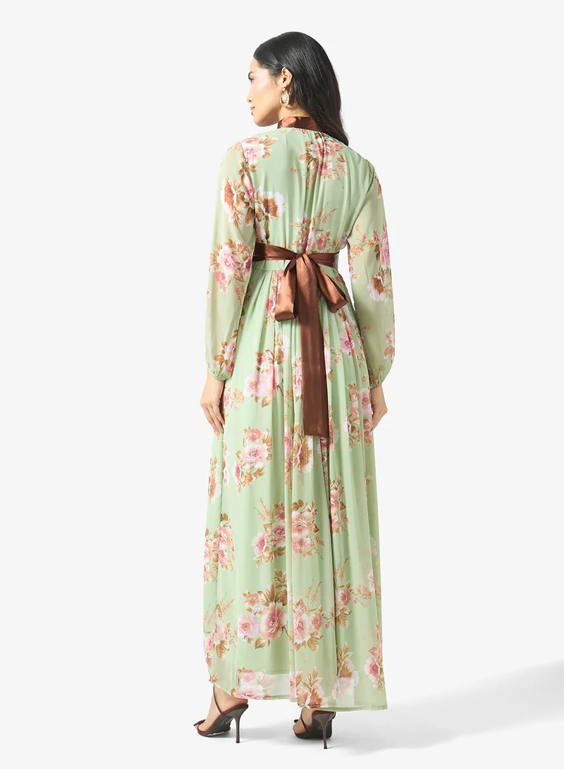 جولدن ابل Printed Jalabiya Dress