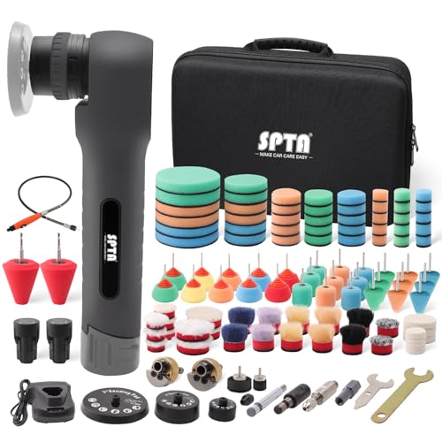 SPTA Cordless Mini Polisher, SPTA 12V Cordless Polisher for Detailed Polishing, Cordless Car Buffer Polisher, RO&DA Buffer Polisher with Mini Polishing Pads and Wool Pads for Polishing, Sanding, Cleaning - Image 1