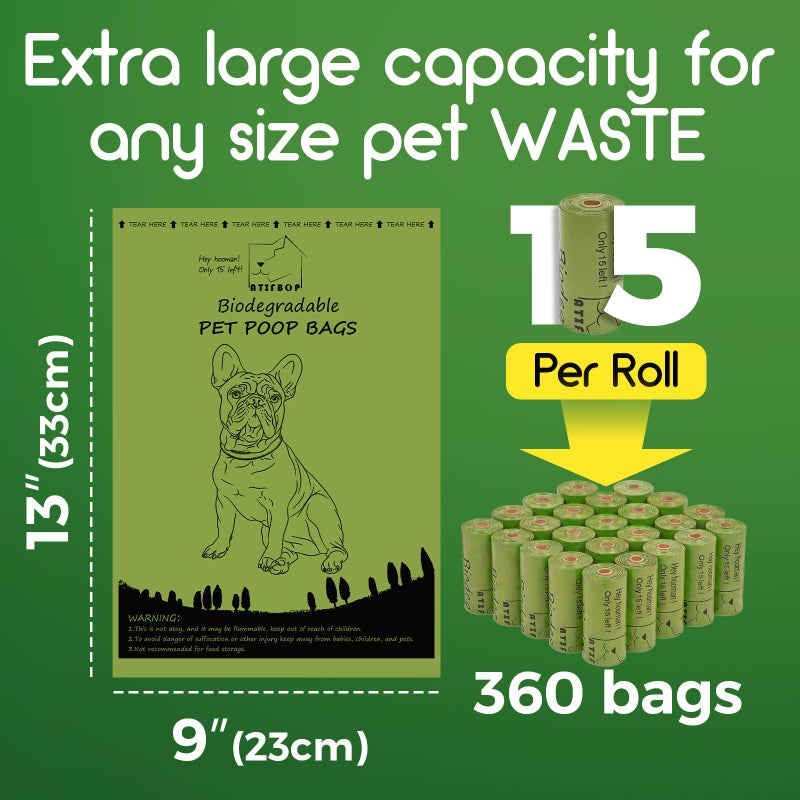 ATIFBOP Biodegradable Dog Poop Bags Rolls 360 Count Scented, Leak Proof and Extra Thick Waste Bag Refill (Scented) - Image 2