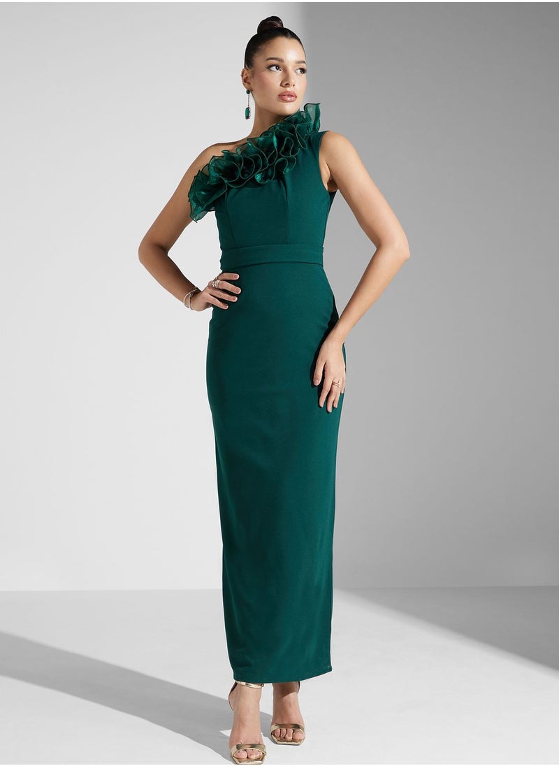 Iyra - Barcodes Tiered Mesh Dress - Image 1