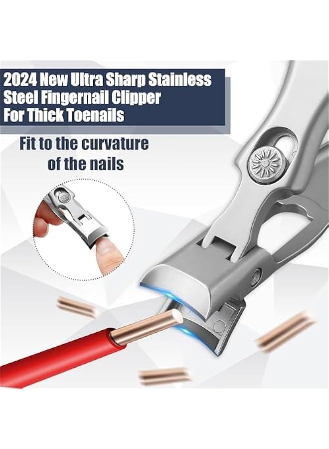 قصافة اظافر المانية للرجال والنساء من اجسيكسزلان، قصافة اظافر قدم حادة للغاية من الستانلس ستيل للاظافر السميكة لكبار السن بتصميم مضاد للرذاذ ومبرد للاظافر، قصافة اظافر للاصابع للرجال - Image 2