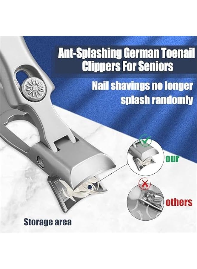 قصافة اظافر المانية للرجال والنساء من اجسيكسزلان، قصافة اظافر قدم حادة للغاية من الستانلس ستيل للاظافر السميكة لكبار السن بتصميم مضاد للرذاذ ومبرد للاظافر، قصافة اظافر للاصابع للرجال - Image 3