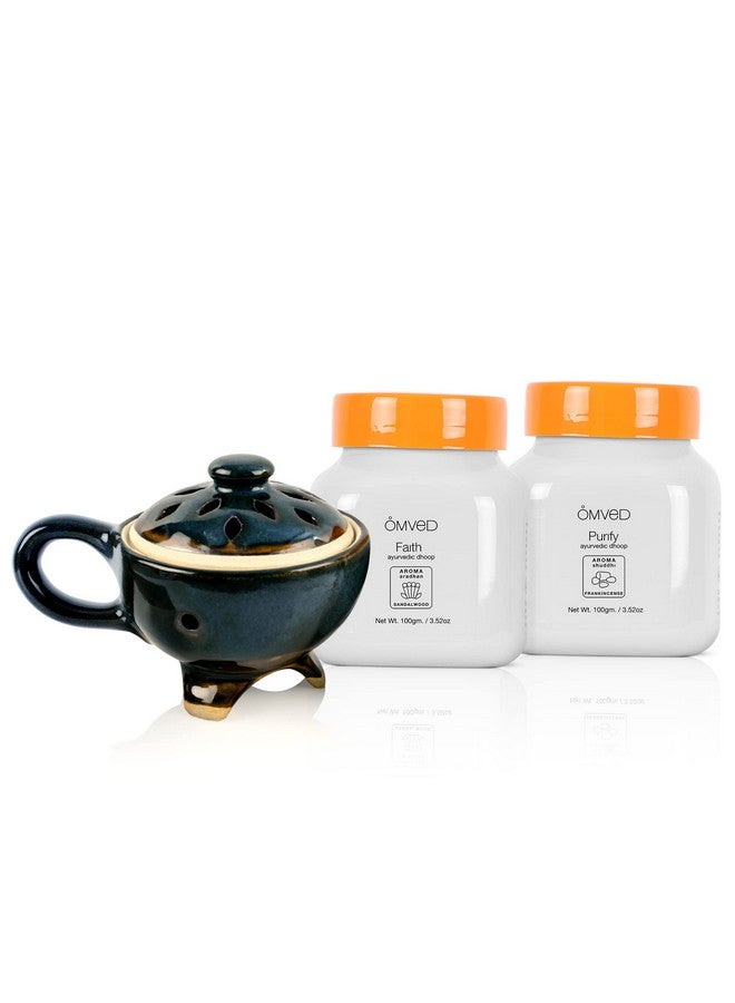 أومفيد مجموعة Pure Aroma Bundle تأتي مع Purify Ayurvedic Dhoop وFaith Ayurvedic Dhoop وCeramic Tribal Dhoopdan - Image 1