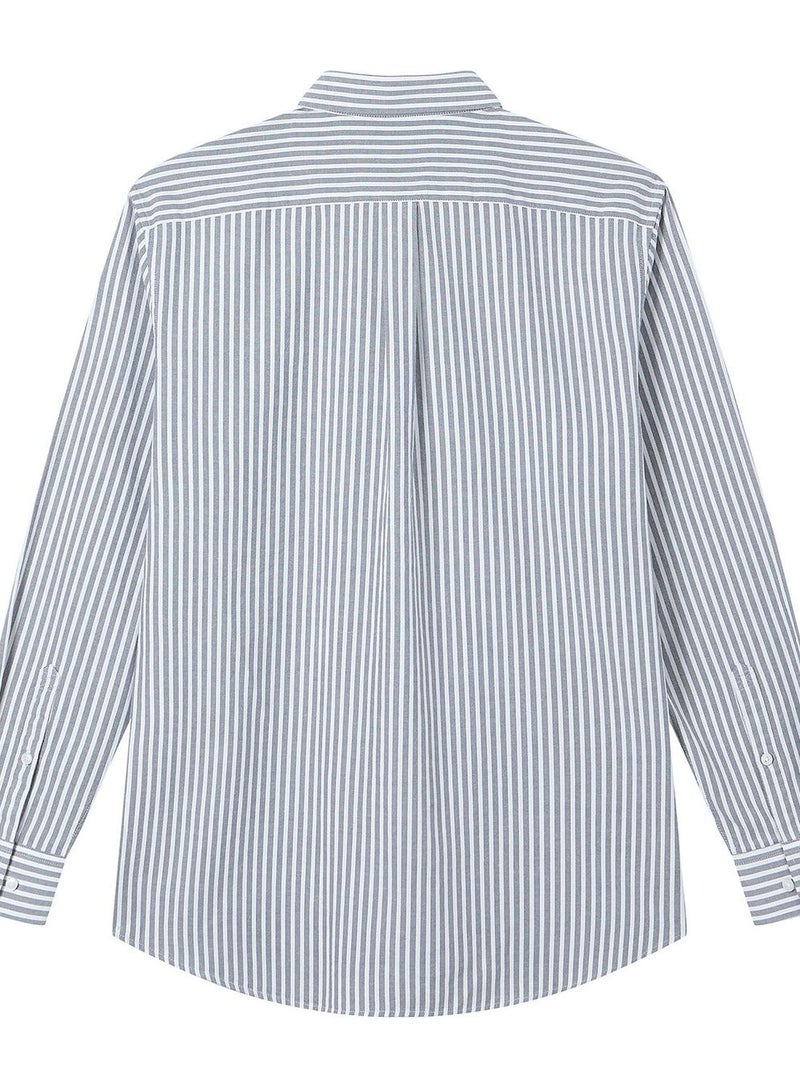 GIORDANO قميص أكسفورد ضيق من القطن للرجال مع تطريز - Image 2
