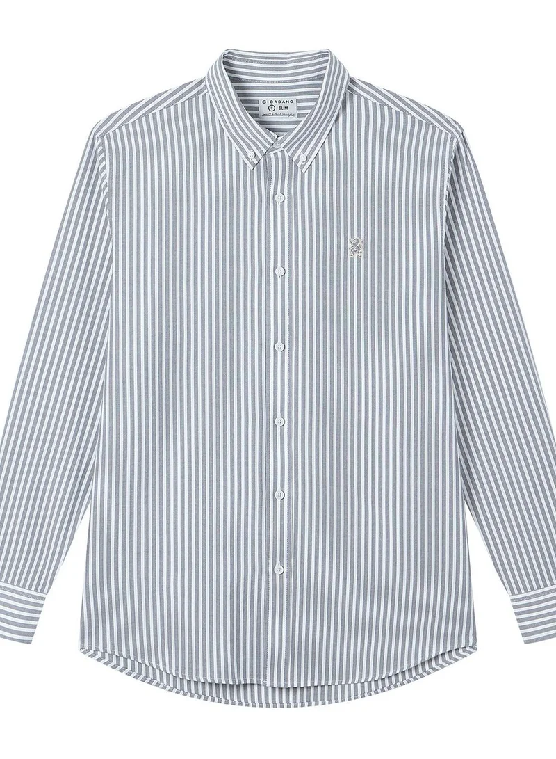 GIORDANO Men’s Cotton Slim Oxford Shirt with Embroidery