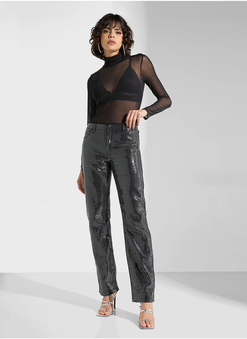 ONLY High Waist Sequin Pants