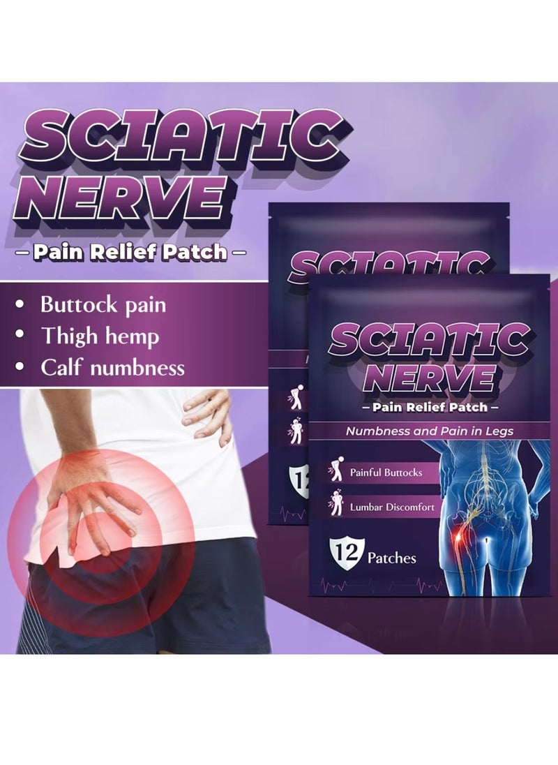 12 Pcs Sciatic Nerve Pain Relief Patch Multifunction High Potency Pain Reducing Patch Heat Patches for Sciatic Nerve Pain Sciatica Pain Relief Ointment Plasters