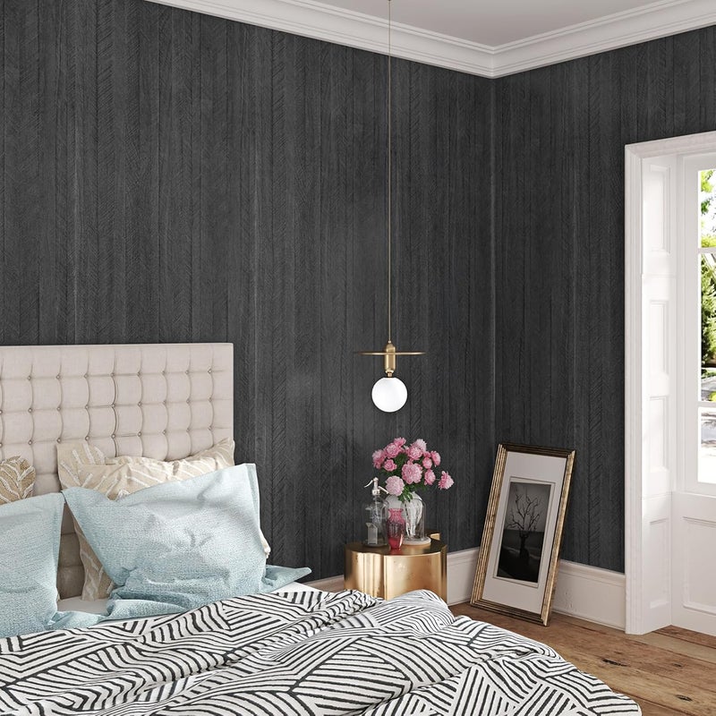 WESTICK Large Wood Grain Wallpaper Peel and Stick Modern Countertops Waterproof Wood Contact Paper Self Adhesive Black Wallpaper Repvable Kitchen Wooden Film Wall Paper for Cabinets Furniture 24"x394" - Image 4
