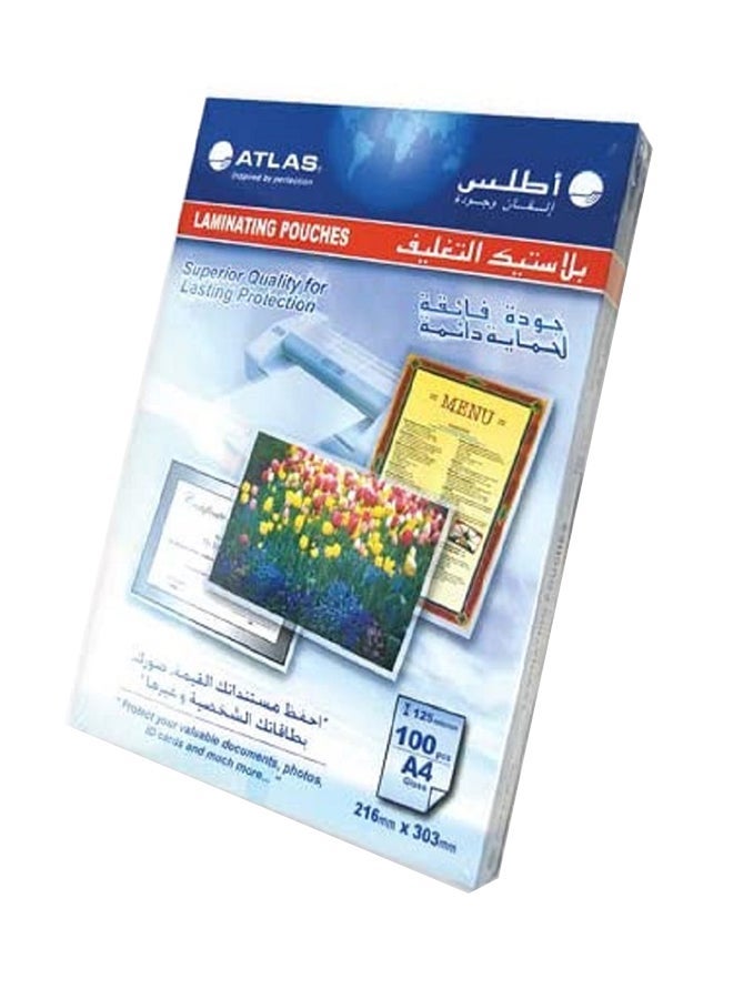 ATLAS 100-Piece A4 Film Lamination Sheets Clear - Image 2