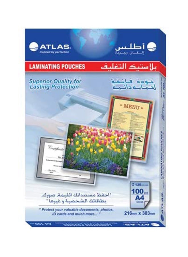 ATLAS 100-Piece A4 Film Lamination Sheets Clear - Image 1