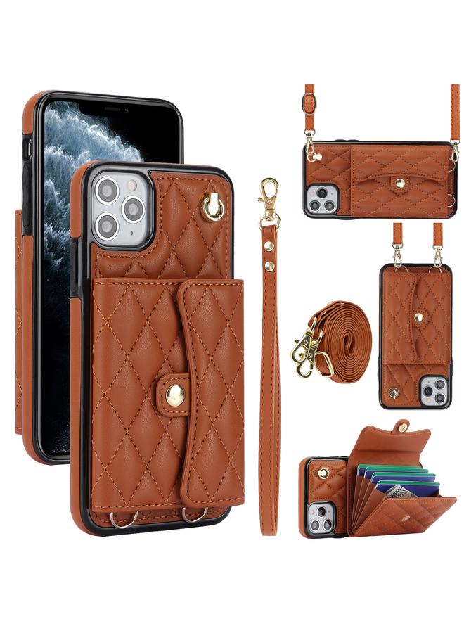 زبون جراب هاتف iPhone 11 Pro Crossbody Rhombic Horizontal Wallet Leather - Image 1