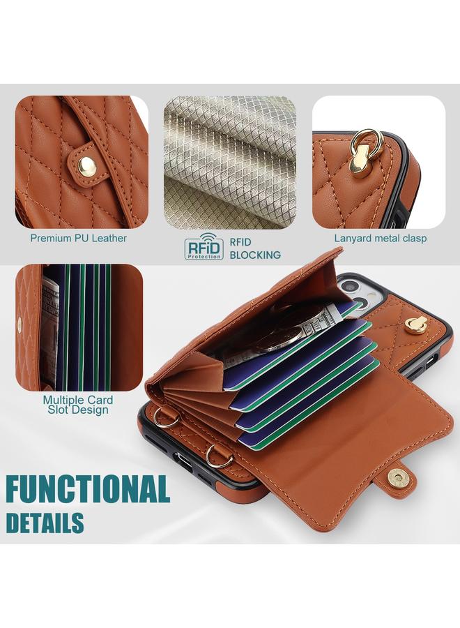 زبون جراب هاتف iPhone 11 Pro Crossbody Rhombic Horizontal Wallet Leather - Image 5
