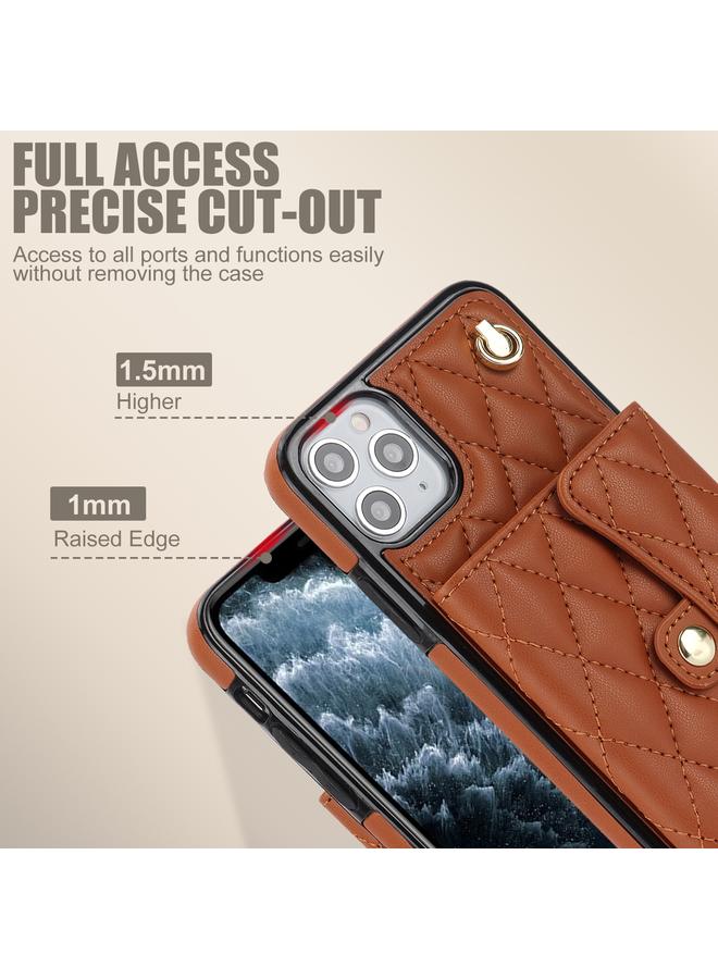 زبون جراب هاتف iPhone 11 Pro Crossbody Rhombic Horizontal Wallet Leather - Image 4