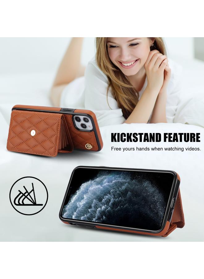 زبون جراب هاتف iPhone 11 Pro Crossbody Rhombic Horizontal Wallet Leather - Image 3