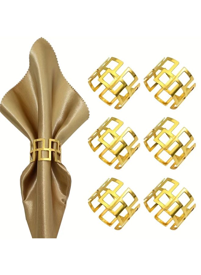 Silvery Wedding Napkin Rings Set Of 6 Pcs For Party Hotel Decoration - Image 2