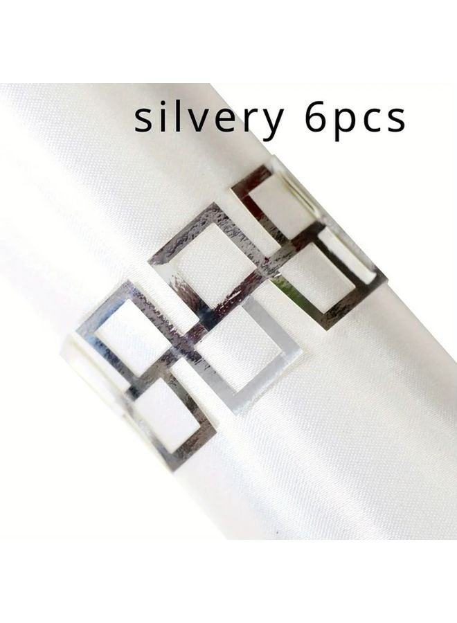 Silvery Wedding Napkin Rings Set Of 6 Pcs For Party Hotel Decoration - Image 1