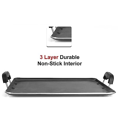 Blueberry's Non Stick Tawa, Dosa Roti Chapati Pathiri Tawa, Large Rectangular Aluminium Body, 35-cm x 33-cm with 5-mm Thickness, 1-Year Warranty (Black) - Image 5
