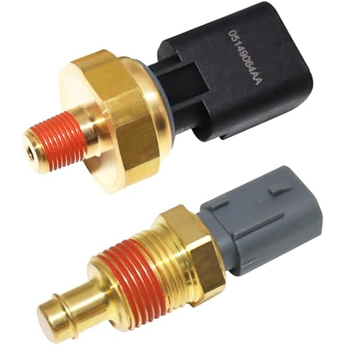 KASTWAVE Engine Oil Pressure Sensor Sender 2 Pack Switch  Coolant Temperature Sensor 5149062Aa 5149077Ab Compatible With Chrysler Aspen Pacifica Jeep Grand Cherokee Dodge Avenger Ram 1500 2500 3500 - Image 1