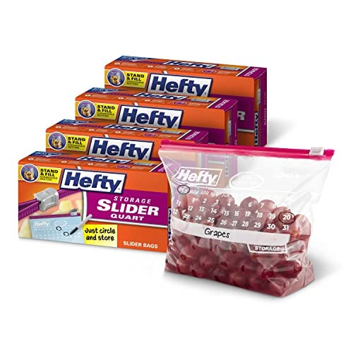 Hefty Slider Calendar Storage Bags Quart Size 40 Count Pack of 4 160 Total