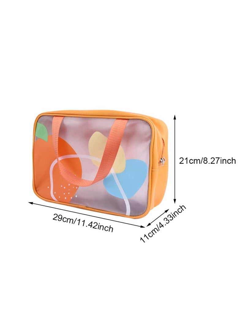 Excefore Toiletry Bag, Travel Makeup Bag, PVC Waterproof Portable Make Up Bag, Large Capacity Makeup Bag Zipper Pouch with Handy Handle, Dry Wet Separate Draining Shower Caddy Bag for Women - Image 2