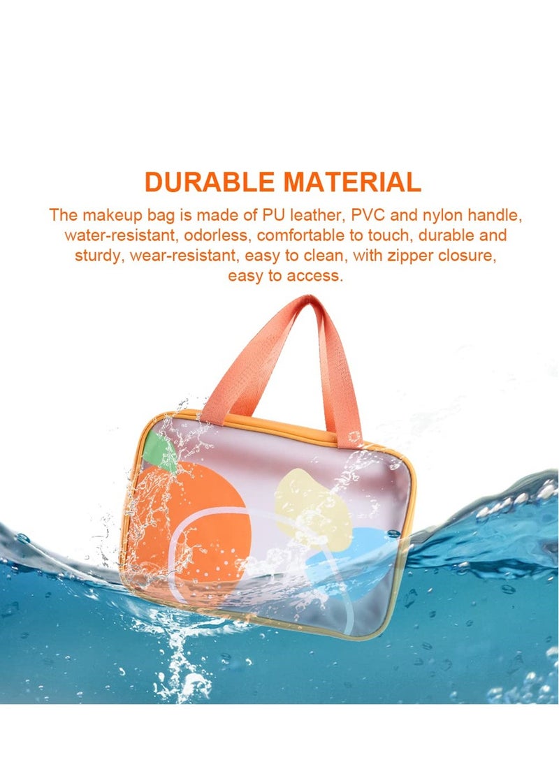 Excefore Toiletry Bag, Travel Makeup Bag, PVC Waterproof Portable Make Up Bag, Large Capacity Makeup Bag Zipper Pouch with Handy Handle, Dry Wet Separate Draining Shower Caddy Bag for Women - Image 4