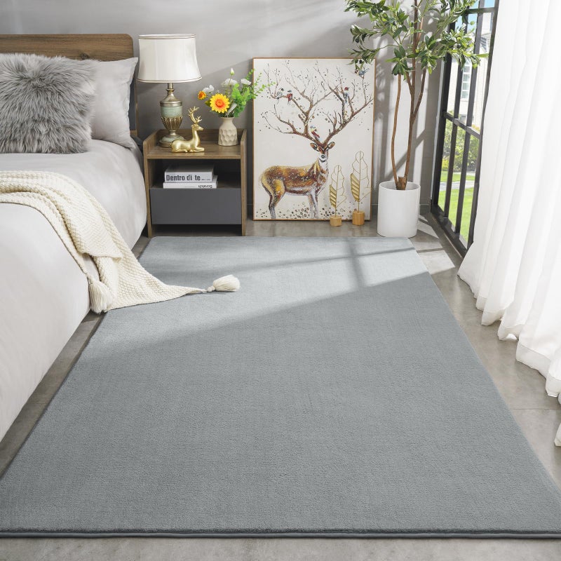 Amearea Modern Area Rugs for Bedroom Living Room, 4x6 Feet Grey Thickened Memory Foam Rug, Fluffy Indoor Washable Rugs Non Slip Minimalist Carpet for Kids Boys Girls Dorm Nursery Room Decor - Image 2
