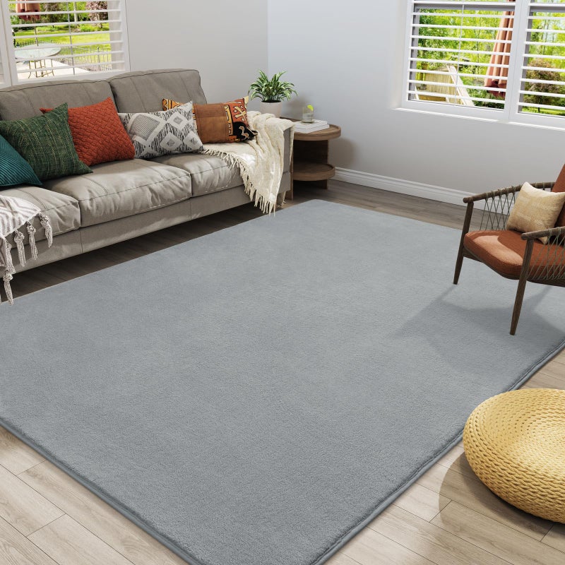 Amearea Modern Area Rugs for Bedroom Living Room, 4x6 Feet Grey Thickened Memory Foam Rug, Fluffy Indoor Washable Rugs Non Slip Minimalist Carpet for Kids Boys Girls Dorm Nursery Room Decor - Image 4