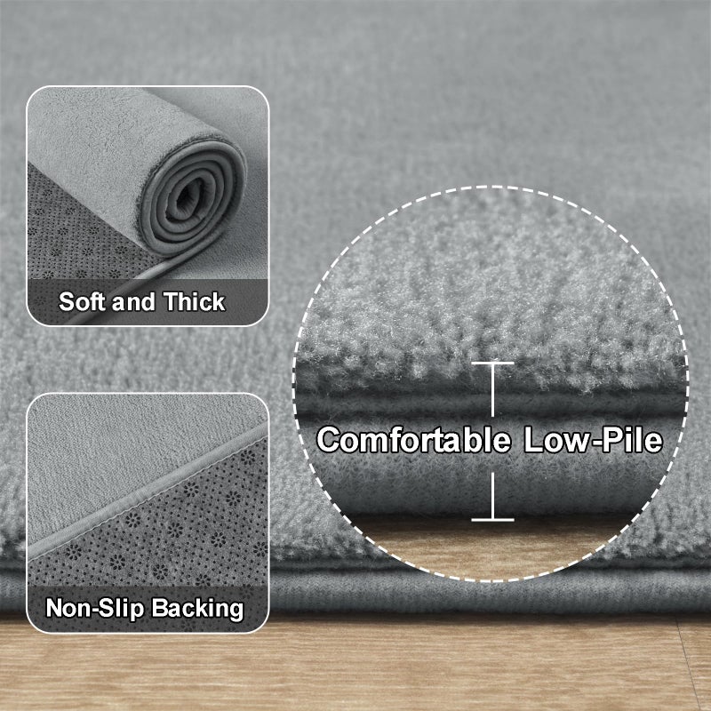 Amearea Modern Area Rugs for Bedroom Living Room, 4x6 Feet Grey Thickened Memory Foam Rug, Fluffy Indoor Washable Rugs Non Slip Minimalist Carpet for Kids Boys Girls Dorm Nursery Room Decor - Image 3