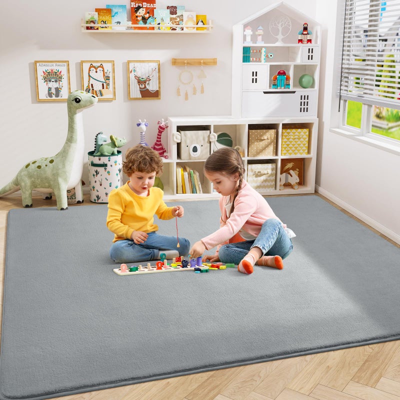 Amearea Modern Area Rugs for Bedroom Living Room, 4x6 Feet Grey Thickened Memory Foam Rug, Fluffy Indoor Washable Rugs Non Slip Minimalist Carpet for Kids Boys Girls Dorm Nursery Room Decor - Image 5