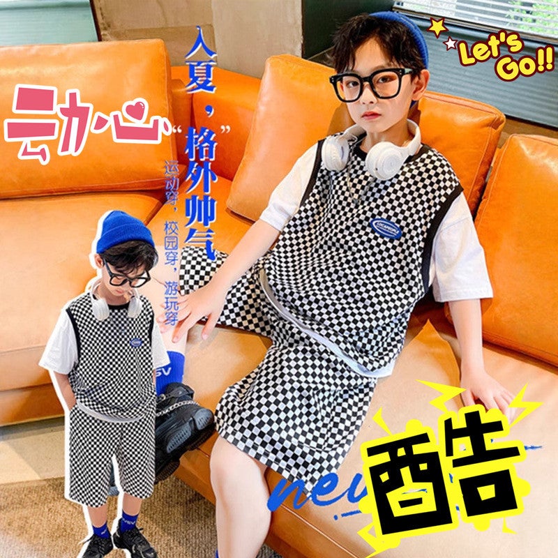 Summer Boys Checked Short Set 2024 White (set) 