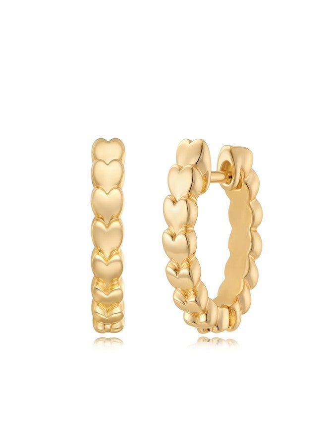 MYEARS Women Earrings Gold Huggie Hoop Ear Stud Cuff 14K Small Simple Hypoallergenic Everyday Jewelry, One Size, Brass Metal Yellow Gold, No Gemstone - Image 1