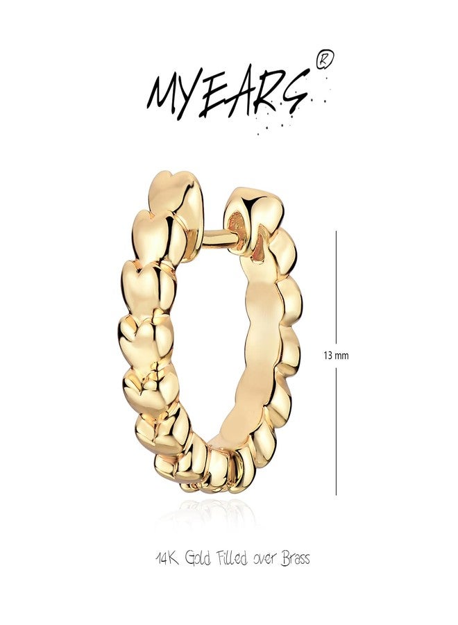 MYEARS Women Earrings Gold Huggie Hoop Ear Stud Cuff 14K Small Simple Hypoallergenic Everyday Jewelry, One Size, Brass Metal Yellow Gold, No Gemstone - Image 5