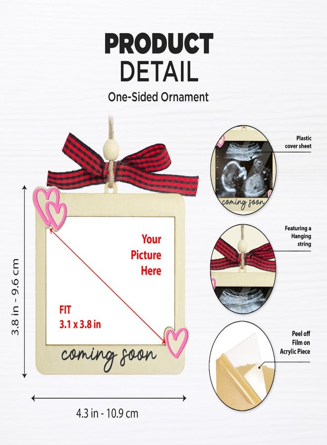 Hangwoous Ultrasound Picture Frame Ornament with Plastic Cover - Baby Coming Soon Announcement for Grandparents, Husband - Sonogram Photo Frame Ornament - Ultrasound Picture Protector - Baby Gender Reveal Gift - Image 2