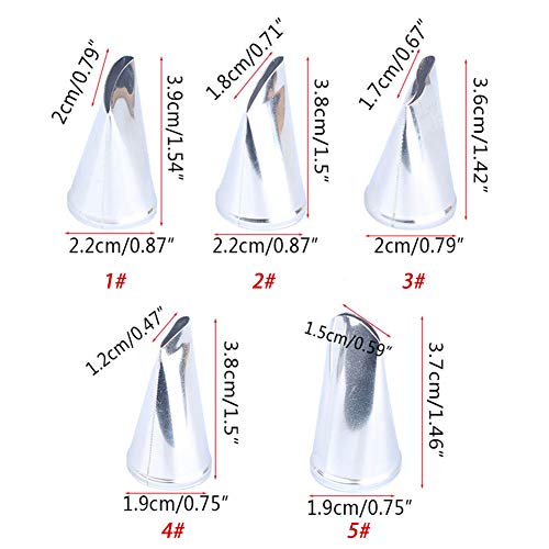 BeeSpring 5 pcs Petal Piping Nozzles Cake Decorating Tips Rose Flower Stainless Steel Icing Nozzle Pastry DIY Decorating Tools for Cake Cupcakes Cookies West Point Dessert - Image 4