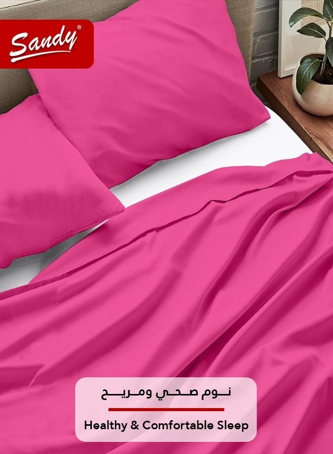 Sandy Premium Hotel Quality Flat Sheet and Pillow Cases, Bed Sheet 3 Pieces Set, Soft & Breathable and Cooling, Full Size 243 x 205 cm, Fuchsia - Image 5
